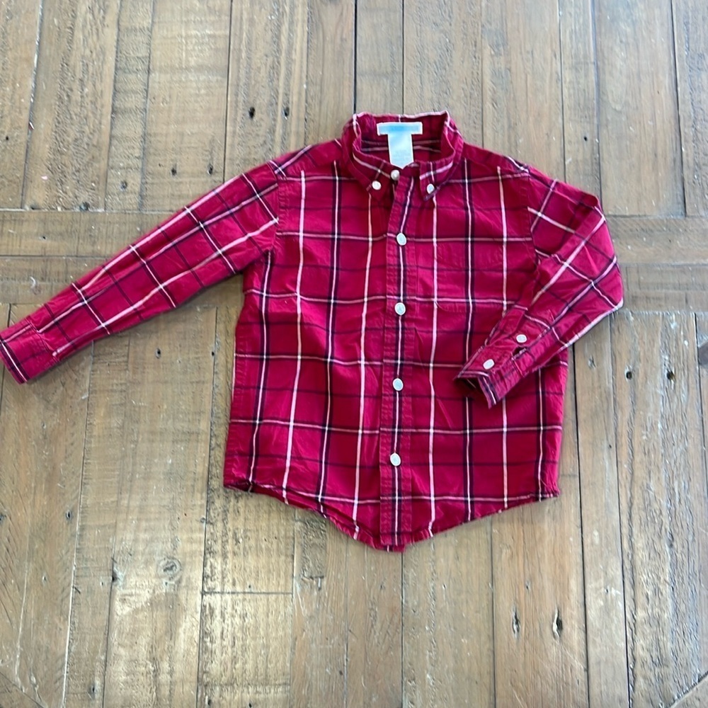 Janie and jack red plaid button down shirt